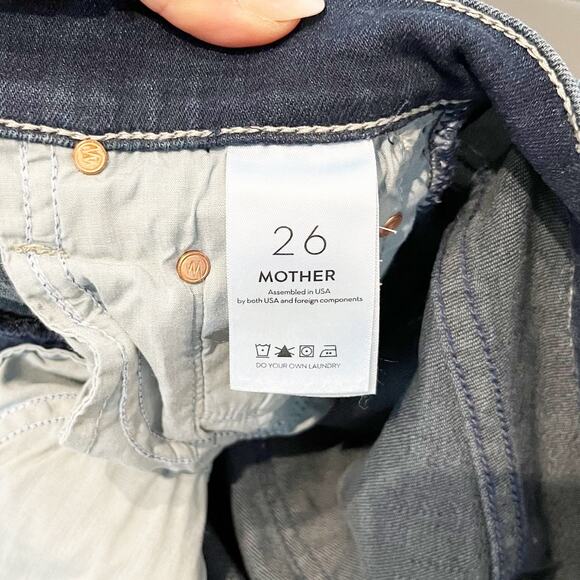Mother The Insider Crop Step Fray High Rise Jeans Good For You Blue 26 - Picture 5 of 13